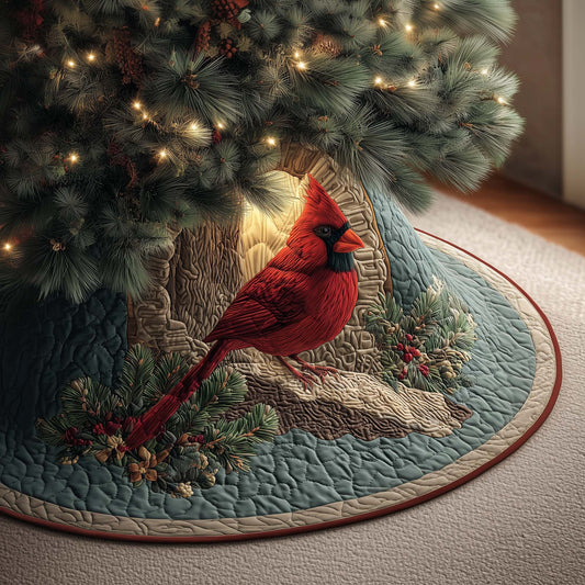 Holly Cardinal Quilted Tree Skirt GFTOQM557