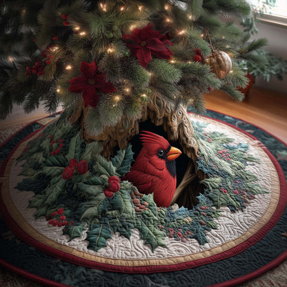 Pine Cardinal Quilted Tree Skirt GFTOQM559