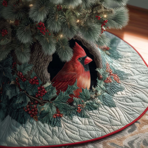 Flower Cardinal Quilted Tree Skirt GFTOQM560