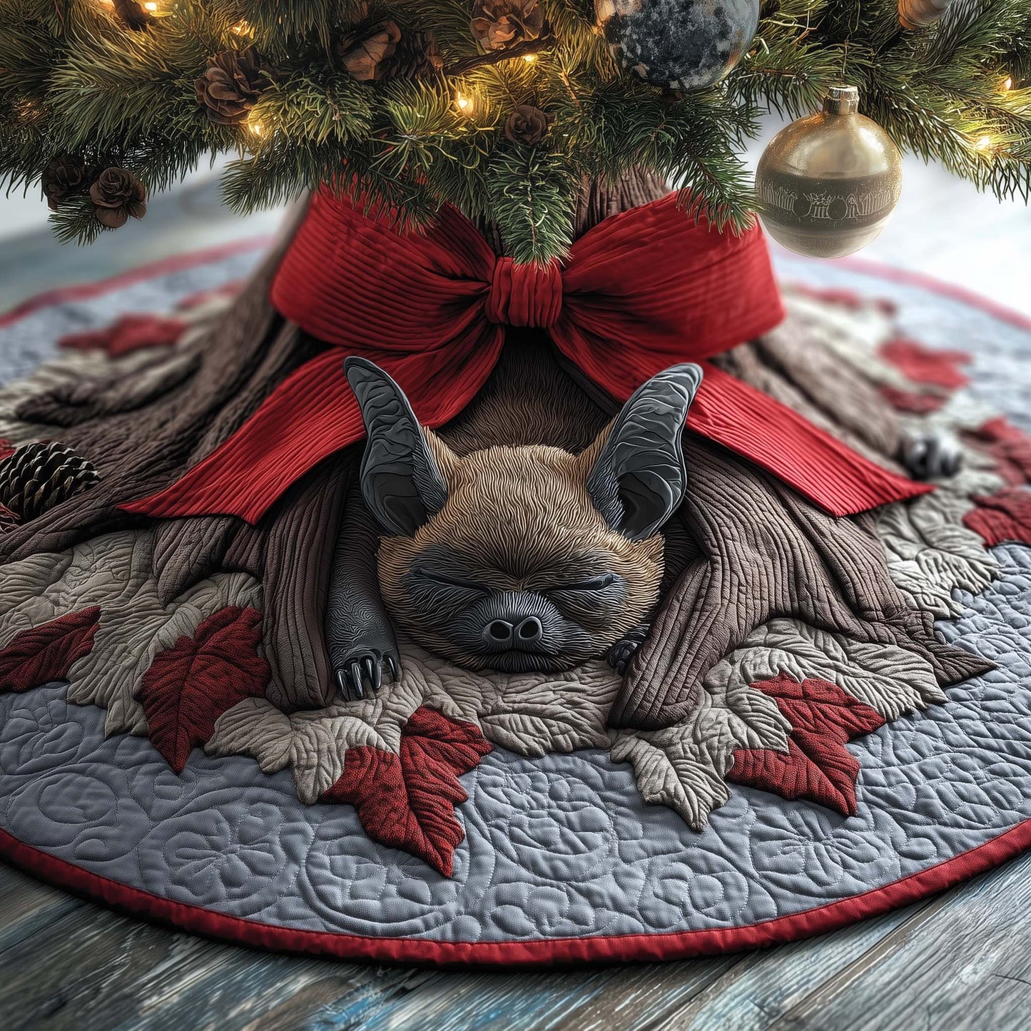 Sleeping Bat Quilted Tree Skirt GFTOQM578