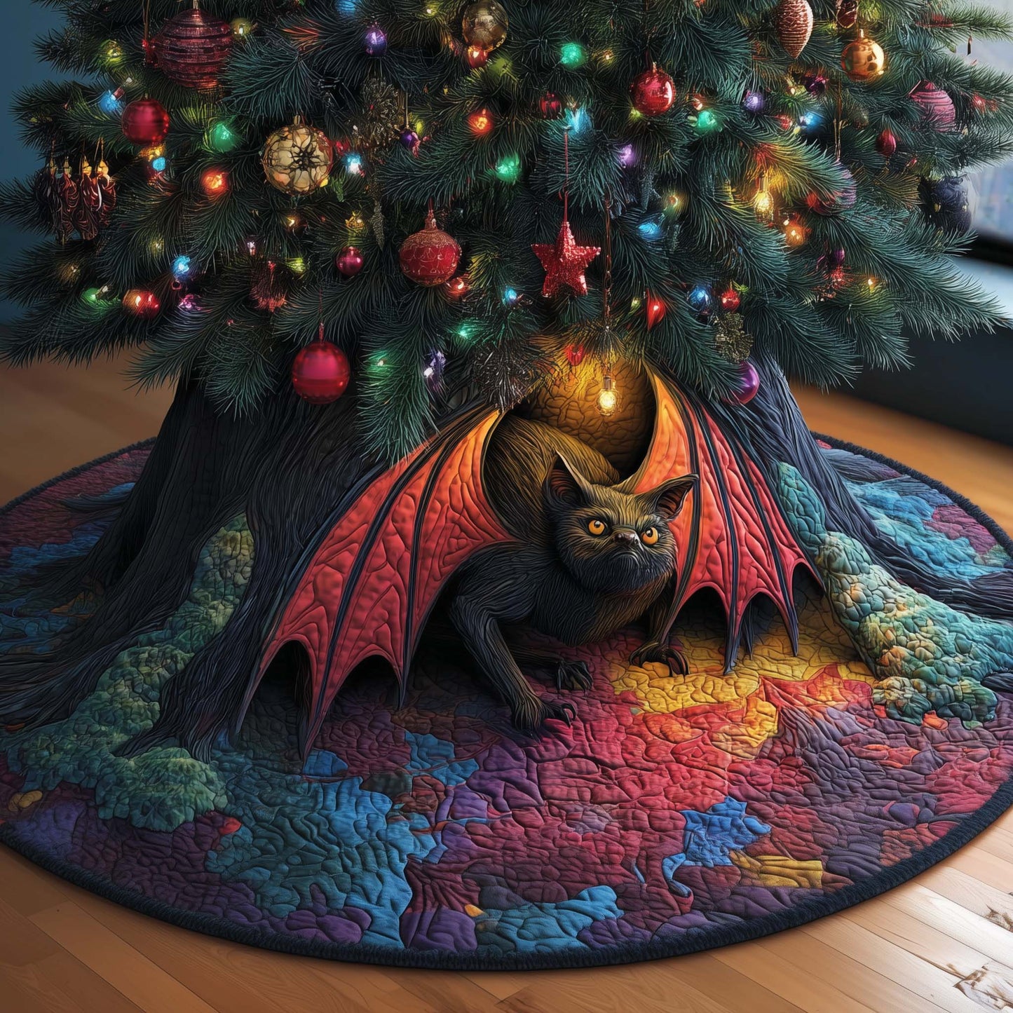Bright Bat Quilted Tree Skirt GFTOQM582