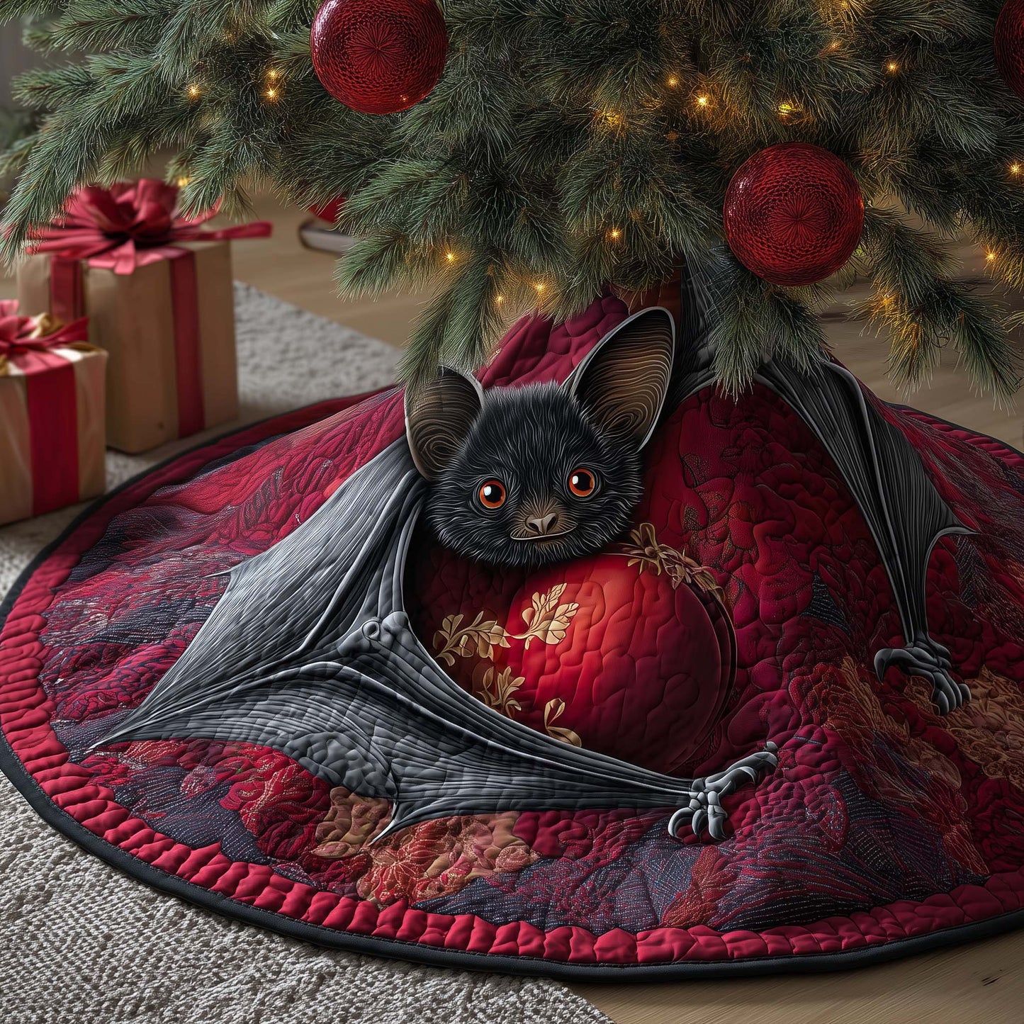 Crimson Bat Quilted Tree Skirt GFTOQM583