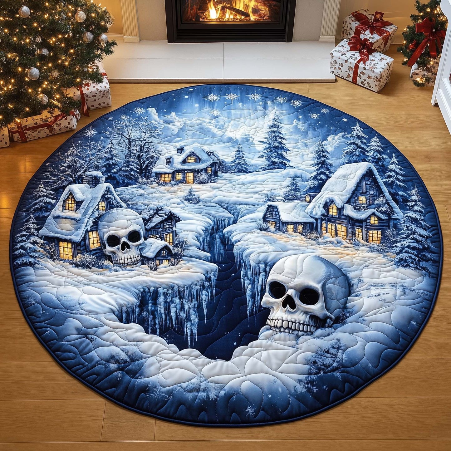 Frozen Skulls Quilted Round Mat GFTOQM586