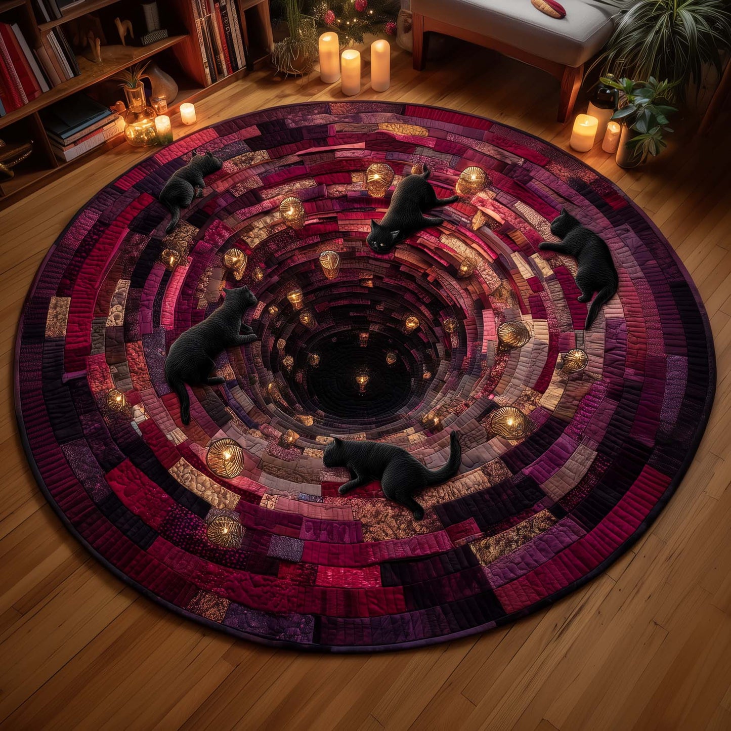Mystic Cat Quilted Round Mat GFTOQM58