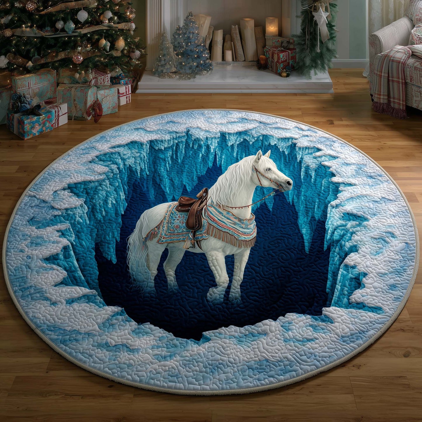 Ice Horse Quilted Round Mat GFTOQM598