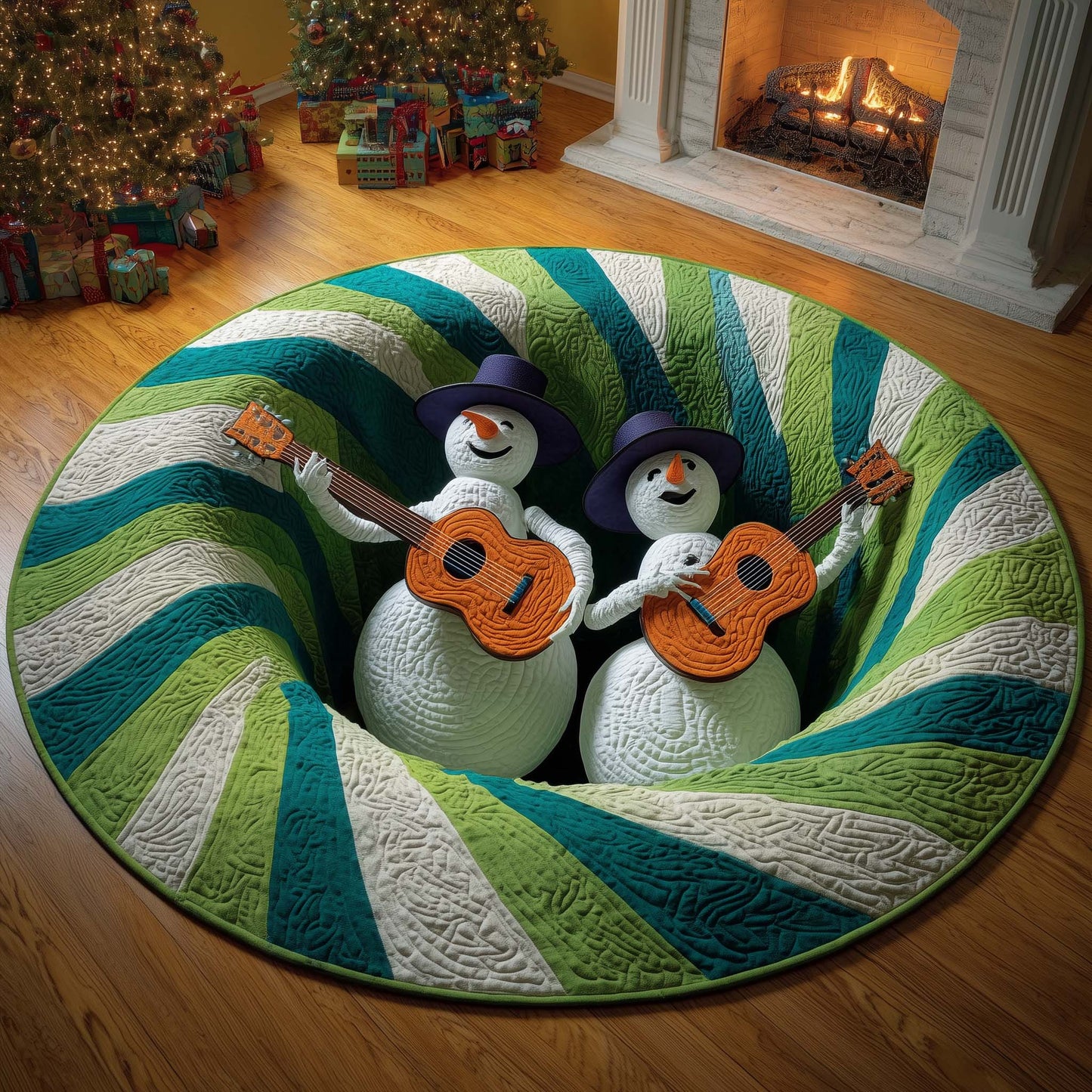 Snowman Band Quilted Round Mat GFTOQM599