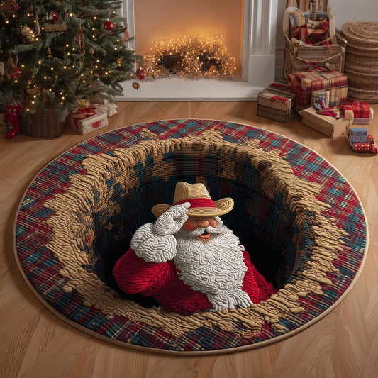 Cowboy Santa Quilted Round Mat GFTOQM601