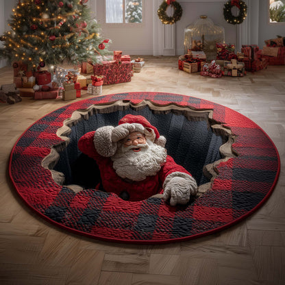 Lumberjack Santa Quilted Round Mat GFTOQM602