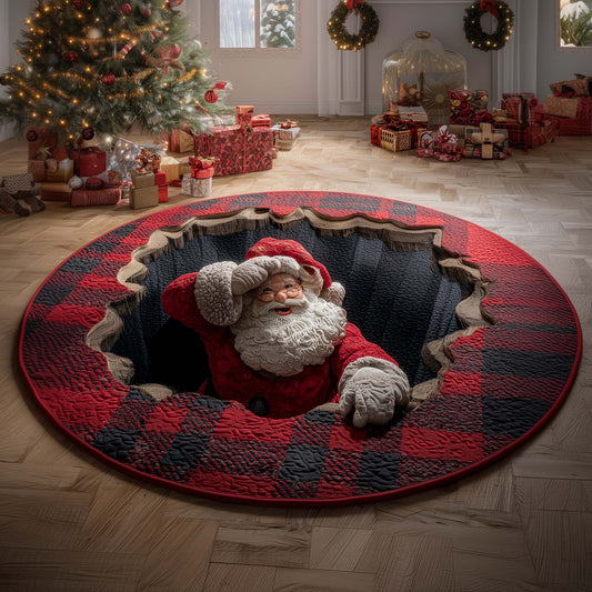 Lumberjack Santa Quilted Round Mat GFTOQM602