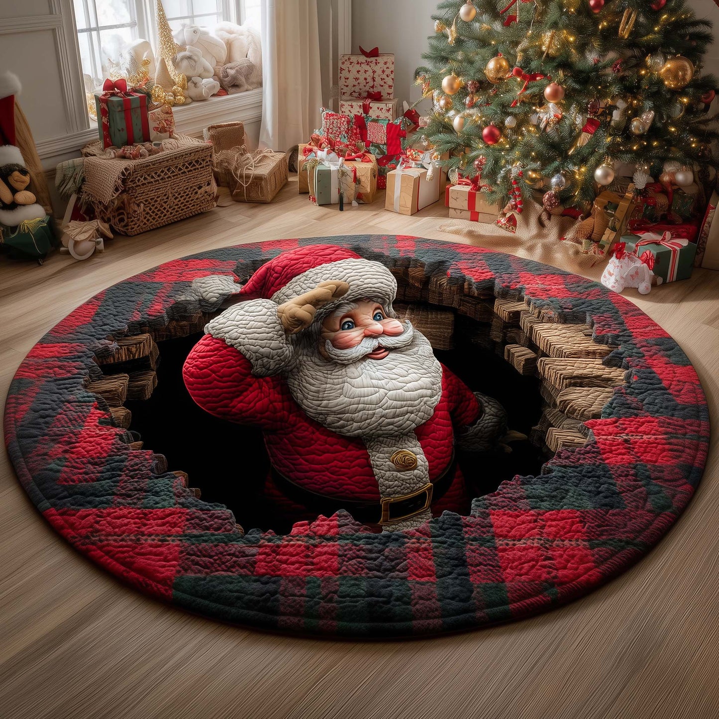 Santa Hole Quilted Round Mat GFTOQM604