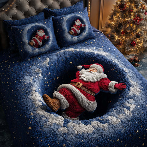 Falling Santa 3-Piece Quilted Bedding Set  GFTOQM605