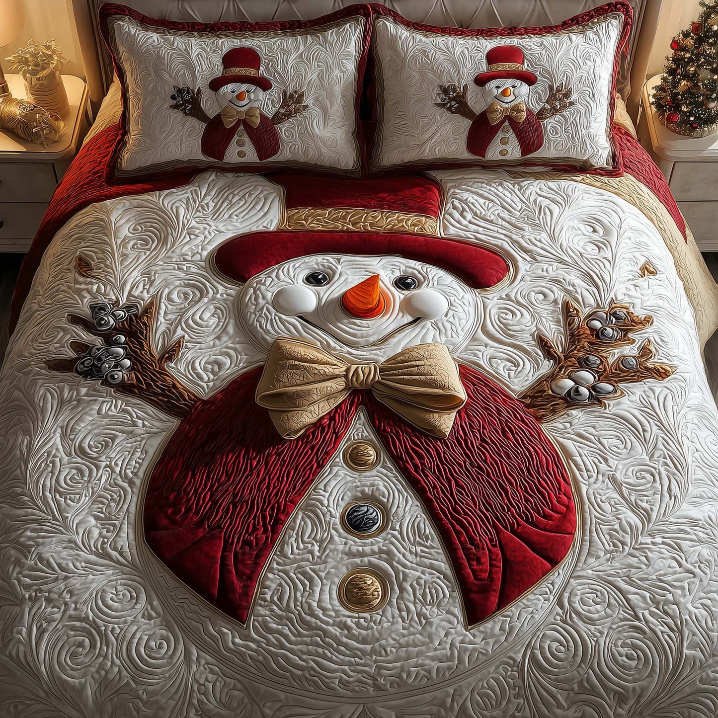 Giant Snowman 3-Piece Quilted Bedding Set  GFTOQM607