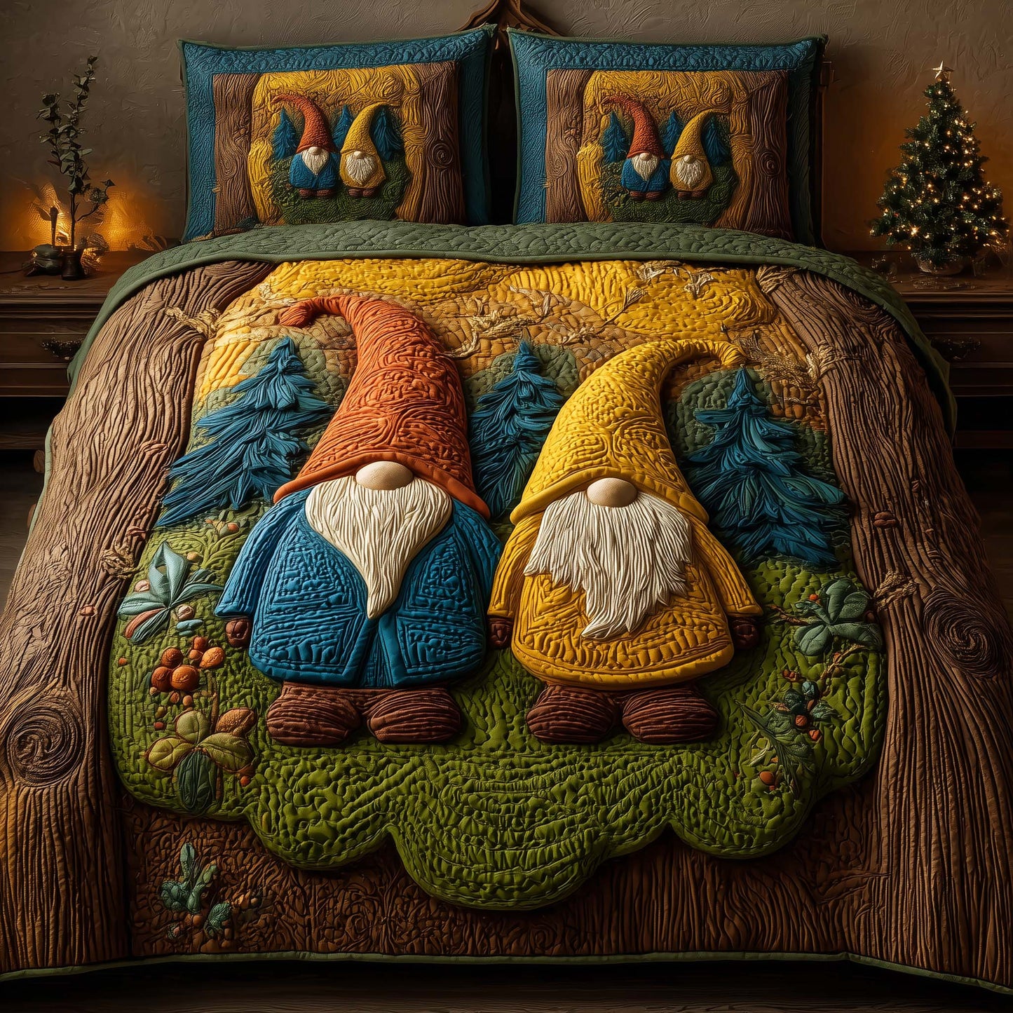 Forest Gnomes 3-Piece Quilted Bedding Set  GFTOQM608