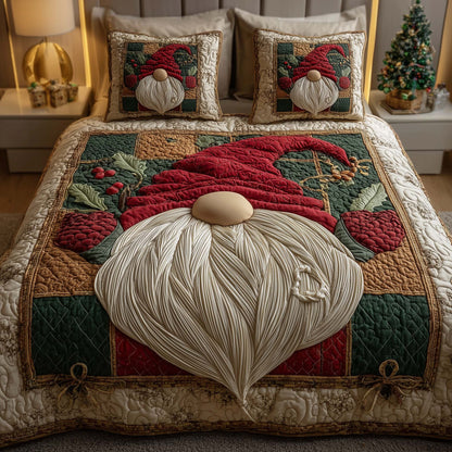 Red Hat Gnome 3-Piece Quilted Bedding Set  GFTOQM612