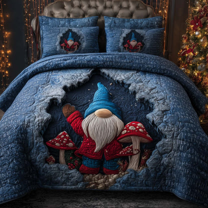 Mushroom Gnome 3-Piece Quilted Bedding Set  GFTOQM613