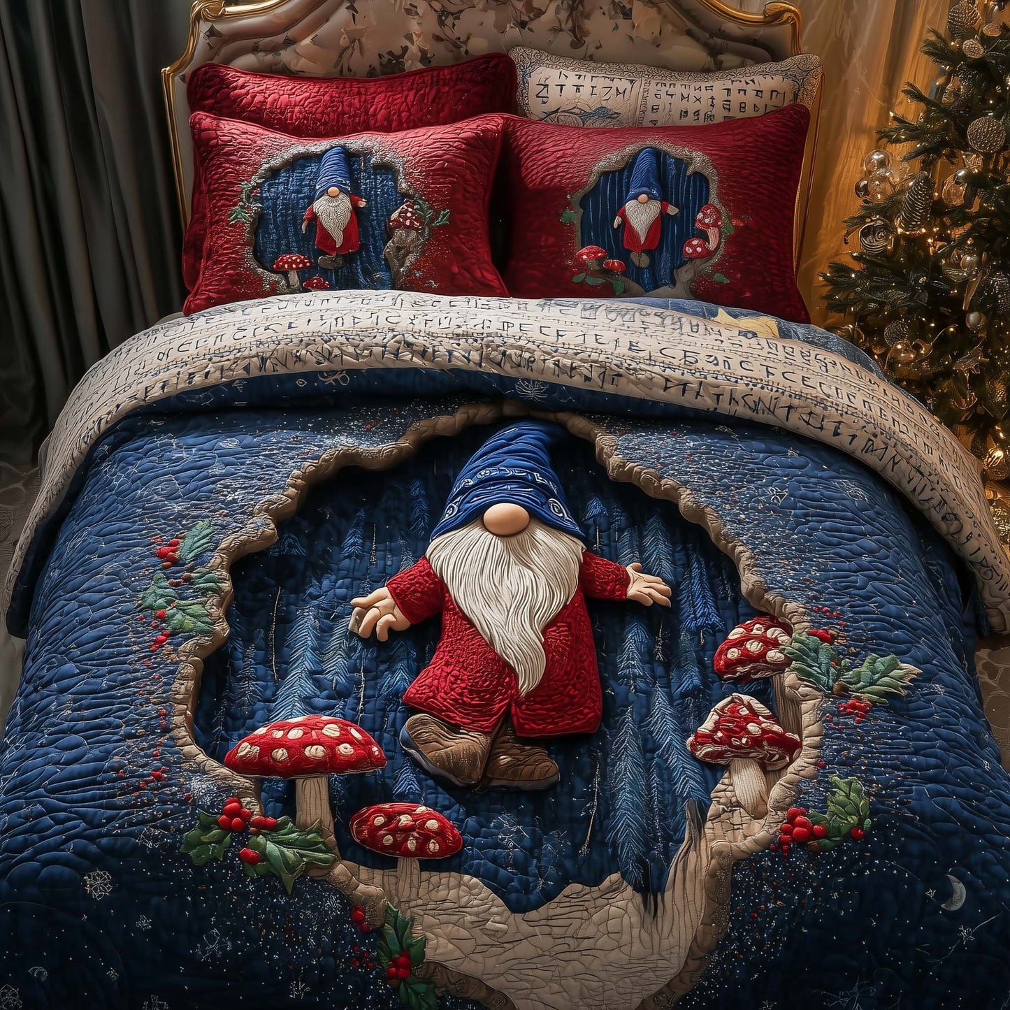 Forest Gnome 3-Piece Quilted Bedding Set  GFTOQM614