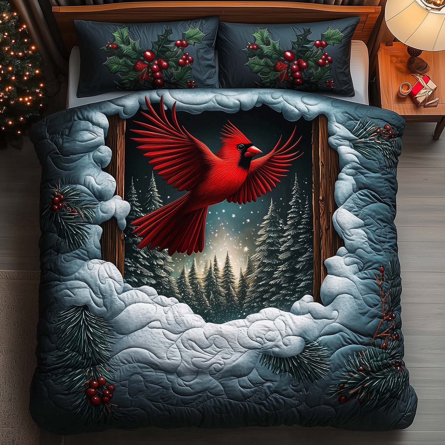 Flying Cardinal 3-Piece Quilted Bedding Set  GFTOQM617