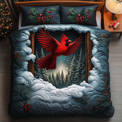 Flying Cardinal 3-Piece Quilted Bedding Set  GFTOQM617