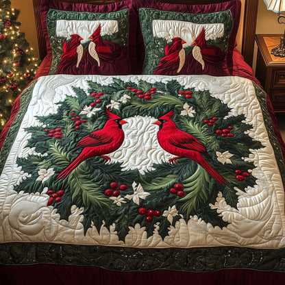 Wreath Cardinals 3-Piece Quilted Bedding Set  GFTOQM620
