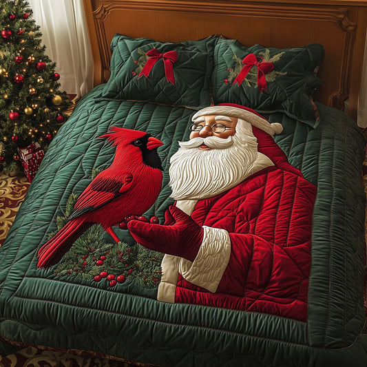 Santa Cardinal 3-Piece Quilted Bedding Set  GFTOQM624