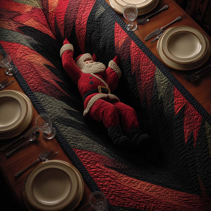 Falling Santa Quilted Table Runner GFTOQM636