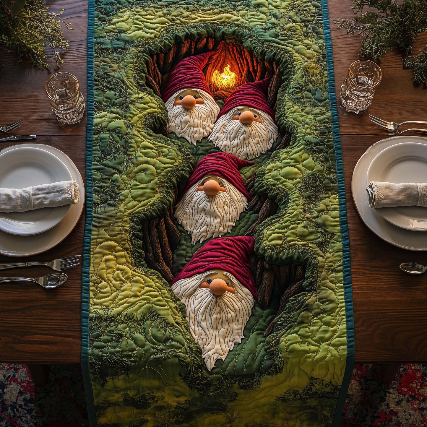 Gnome Valley Quilted Table Runner GFTOQM637