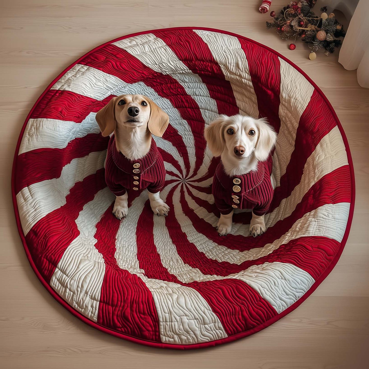 Twin Dachshunds Quilted Round Mat GFTOQM63