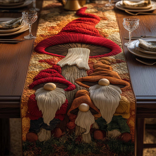 Mushroom Gnomes Quilted Table Runner GFTOQM640