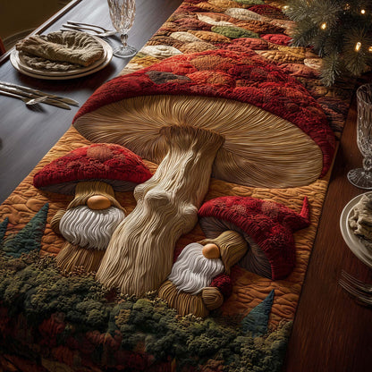 Mushroom Gnomes Quilted Table Runner GFTOQM645