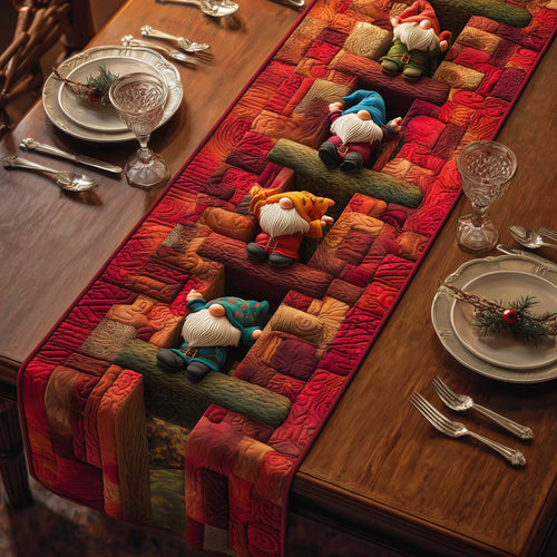 Brick Maze Gnomes Quilted Table Runner GFTOQM648