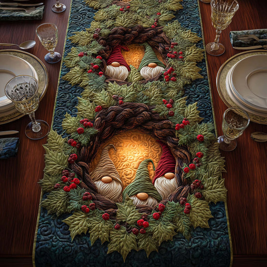 Gnome Wreath Quilted Table Runner GFTOQM649