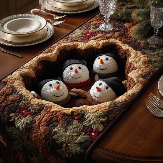 Log Snowmen Quilted Table Runner GFTOQM653
