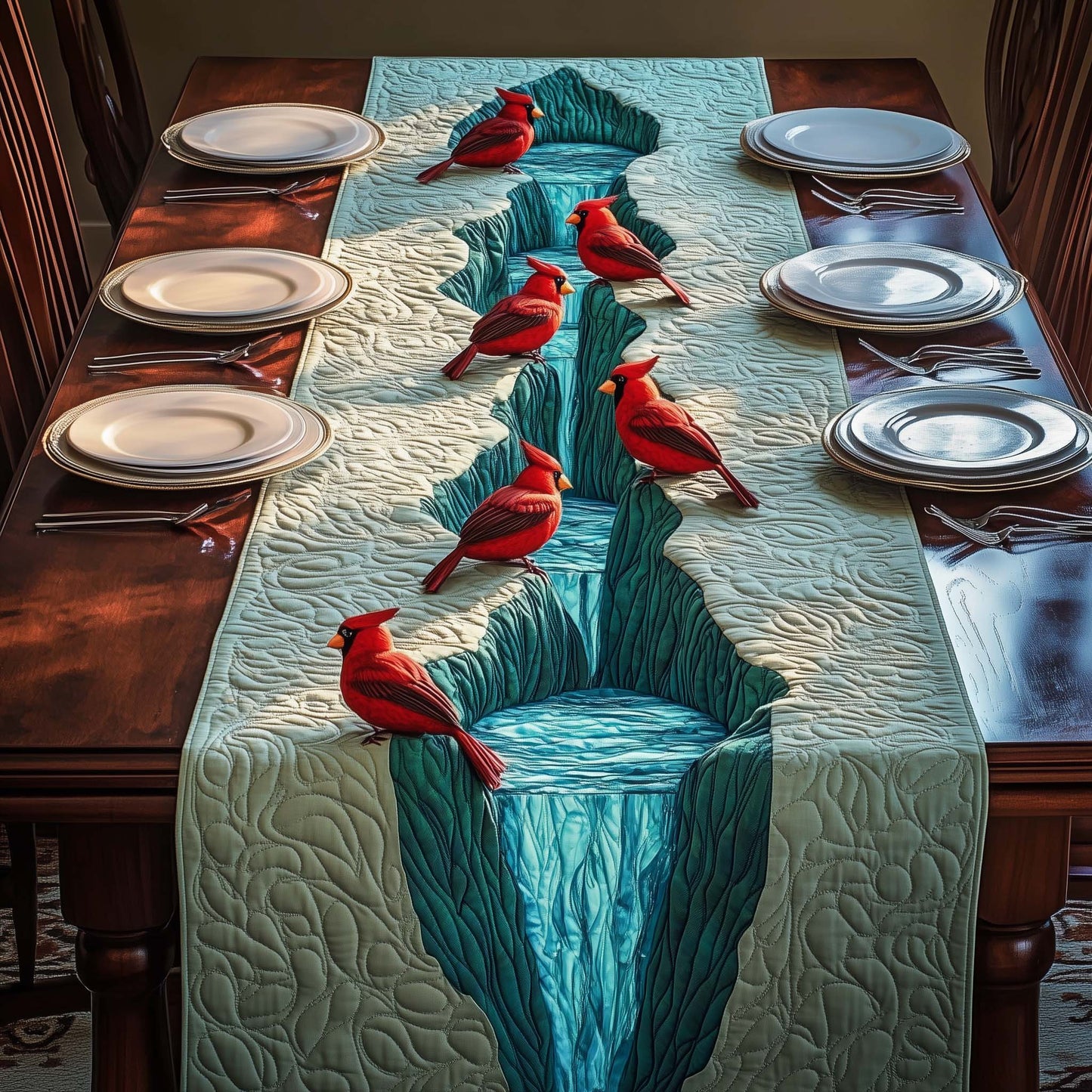River Cardinals Quilted Table Runner GFTOQM656