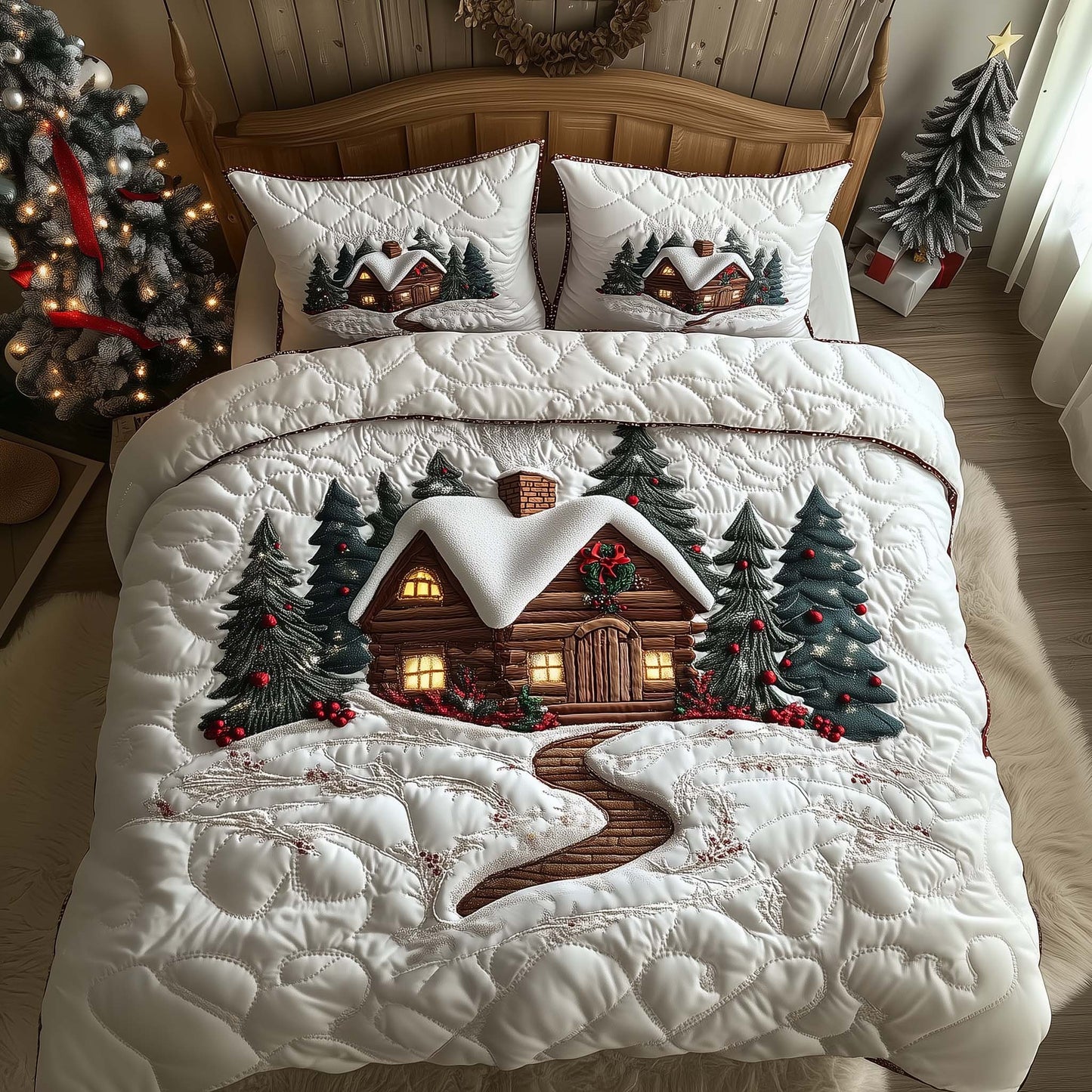 Snowy Lodge 3-Piece Quilted Bedding Set GFTOQM661