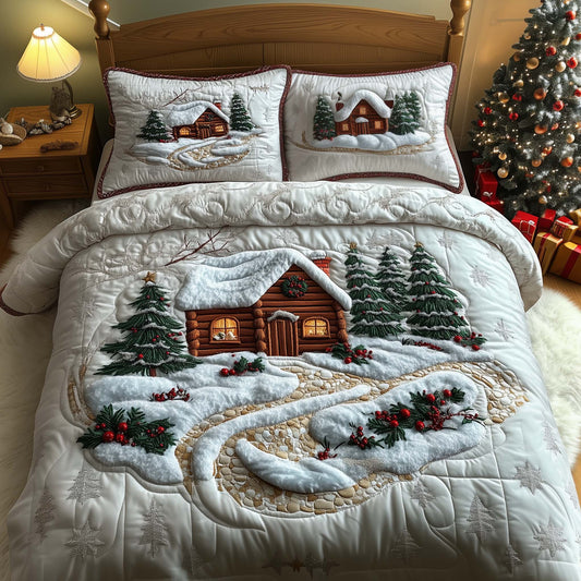 White Cabin 3-Piece Quilted Bedding Set GFTOQM663