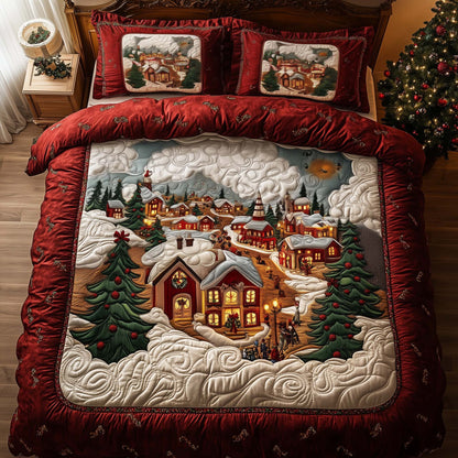 Festive Town 3-Piece Quilted Bedding Set GFTOQM665