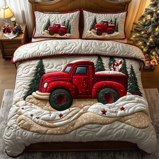 Red Truck 3-Piece Quilted Bedding Set GFTOQM670