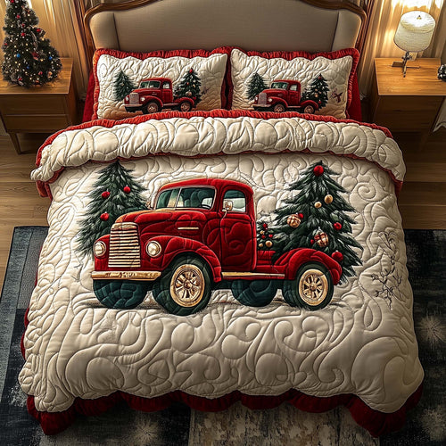 Red Truck 3-Piece Quilted Bedding Set GFTOQM671
