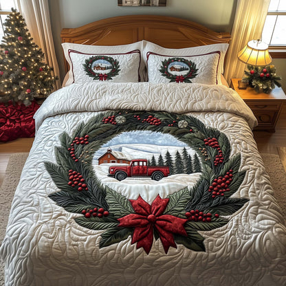 Red Truck 3-Piece Quilted Bedding Set GFTOQM672