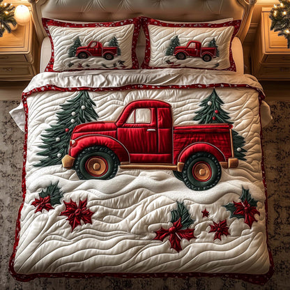 Red Truck 3-Piece Quilted Bedding Set GFTOQM673