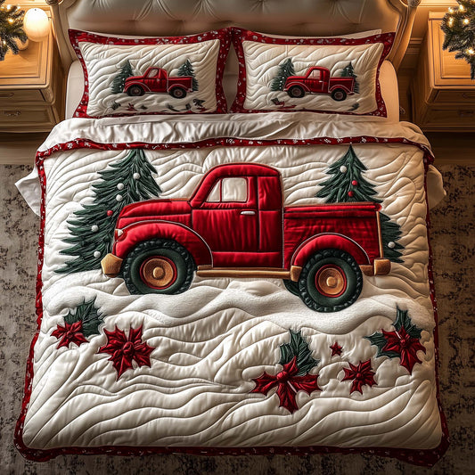 Red Truck 3-Piece Quilted Bedding Set GFTOQM673