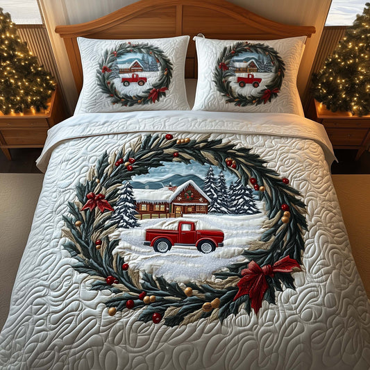 Red Truck 3-Piece Quilted Bedding Set GFTOQM674