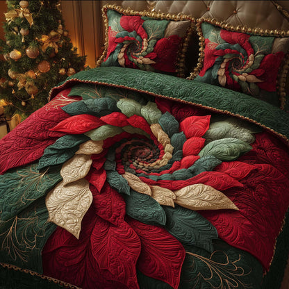 Giant Poinsettia 3-Piece Quilted Bedding Set GFTOQM675