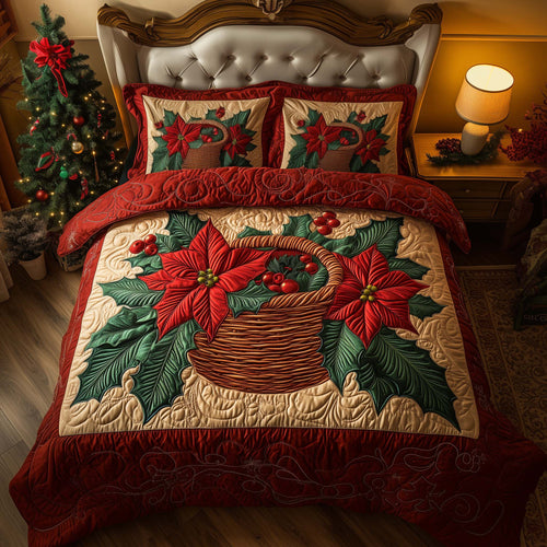 Poinsettia 3-Piece Quilted Bedding Set GFTOQM683