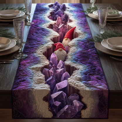 Purple Crystals Gnomes Quilted Table Runner GFTOQM693