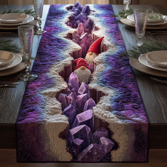 Purple Crystals Gnomes Quilted Table Runner GFTOQM693