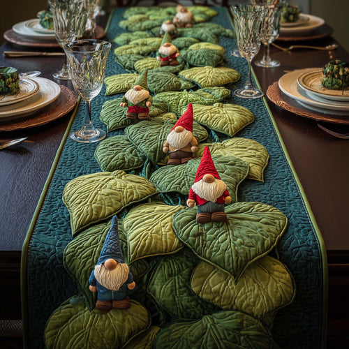 Leafy Gnomes Quilted Table Runner GFTOQM695