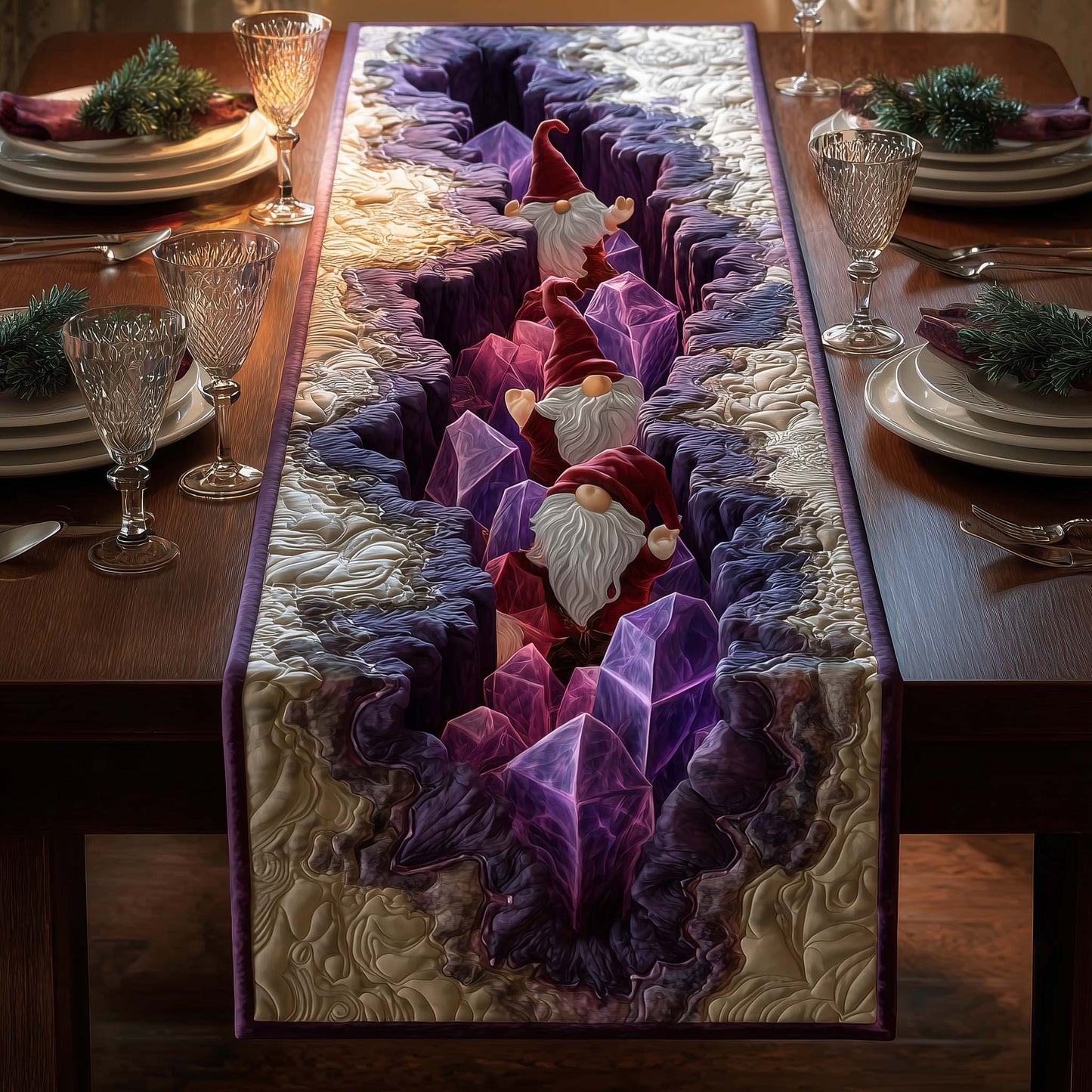 Crystal Gnomes Quilted Table Runner GFTOQM702
