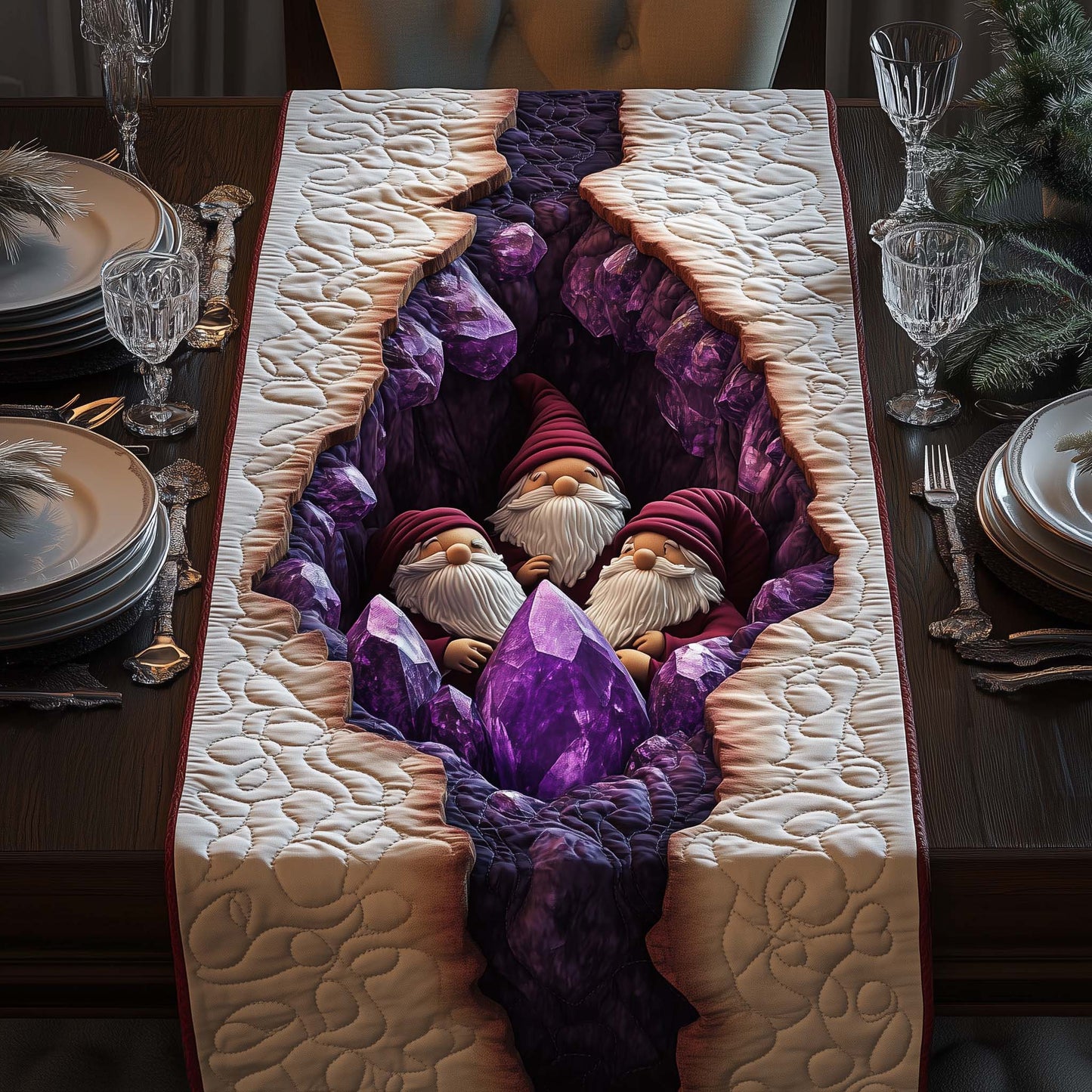 Crystal Gnomes Quilted Table Runner GFTOQM703