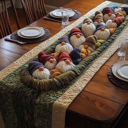 Colorful Gnomes Quilted Table Runner GFTOQM704
